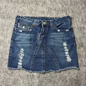 True Religion Joey Distressed Denim Mini Skirt